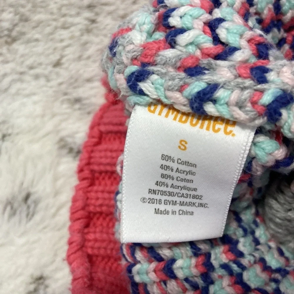 Gymboree gray knit beanie HAPPY girls small rainbow pastel Softgirl girlhoodcore